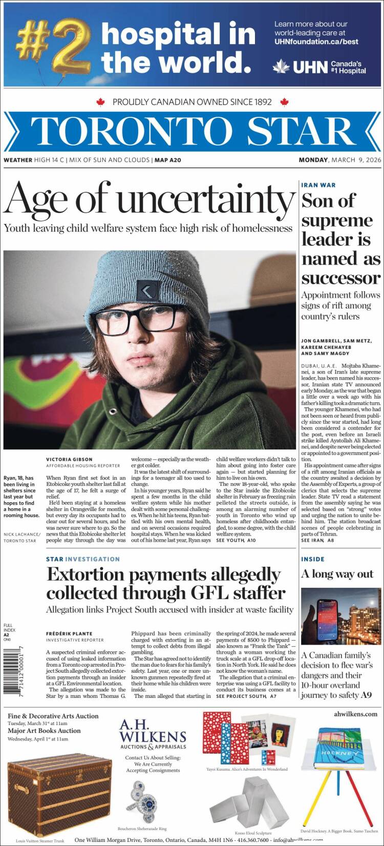 Portada de The Toronto Star (Canada)