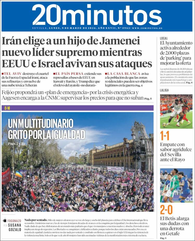 Portada de 20 Minutos - Sevilla (Espagne)