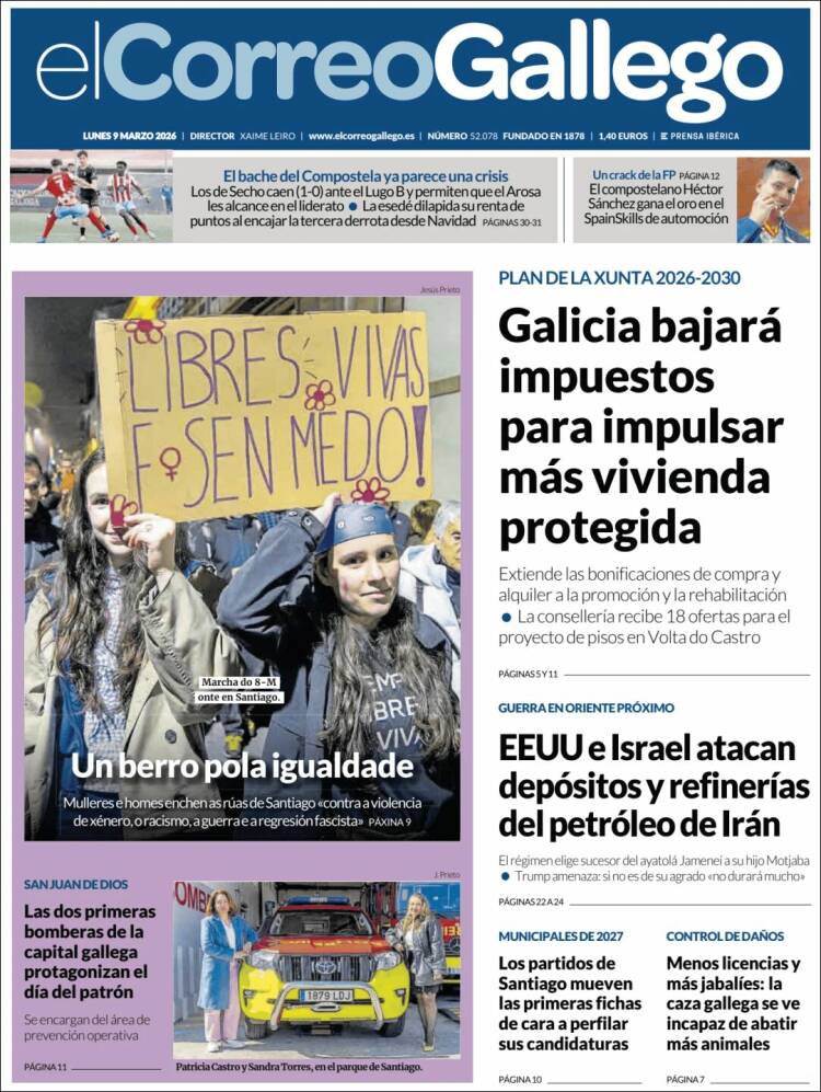 Portada de El Correo Gallego (Espagne)