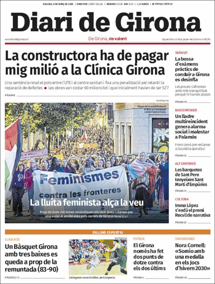 Portada de Diari de Girona (Espagne)