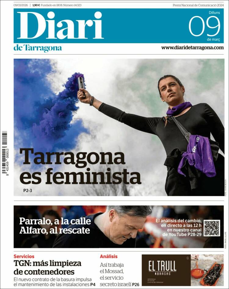 Portada de Diari de Tarragona (Espagne)