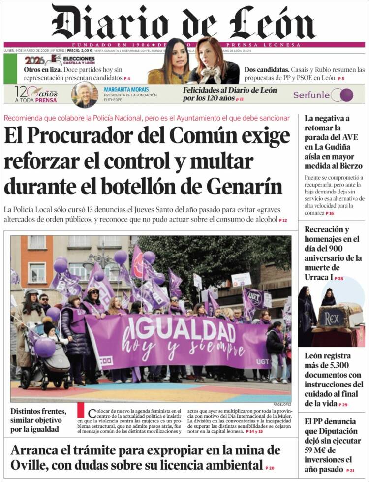 Portada de Diario de León (Espagne)