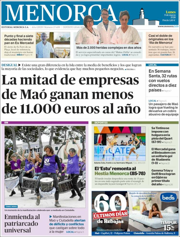 Portada de Menorca - Diario Insular (Espagne)