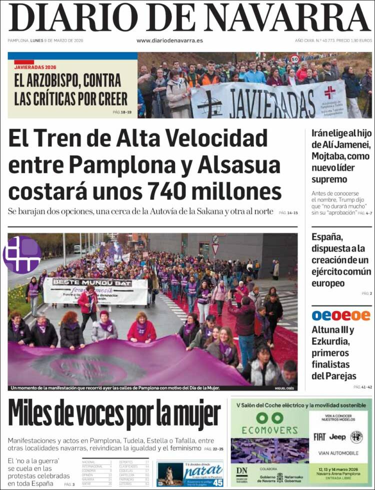 Portada de Diario de Navarra (Espagne)
