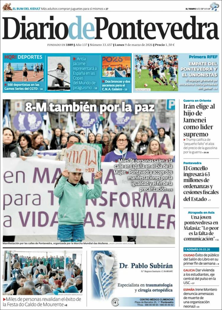 Portada de Diario de Pontevedra (Espagne)