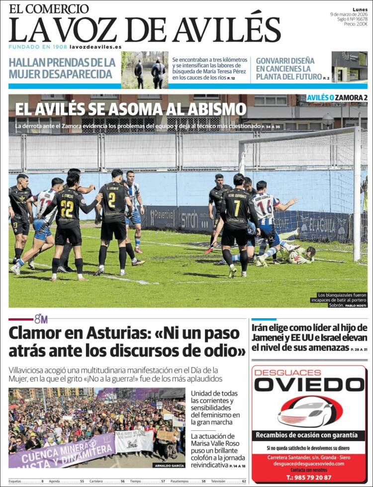 Portada de El Comercio - Avilés (Espagne)