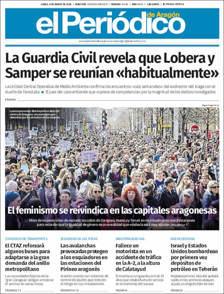 Portada de El Periódico de Aragón (Espagne)