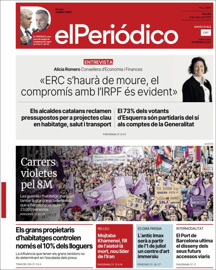 Portada de El Periódico de Catalunya (Espagne)
