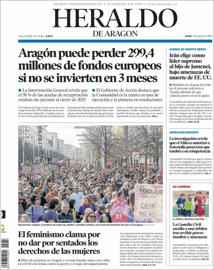 Portada de Heraldo de Aragón (Espagne)