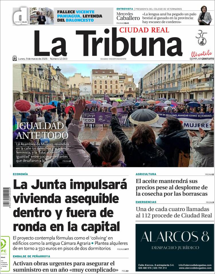 Portada de La Tribuna de Ciudad Real (Espagne)