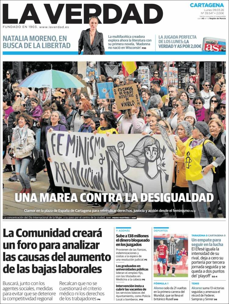 Portada de La Verdad de Cartagena (Espagne)