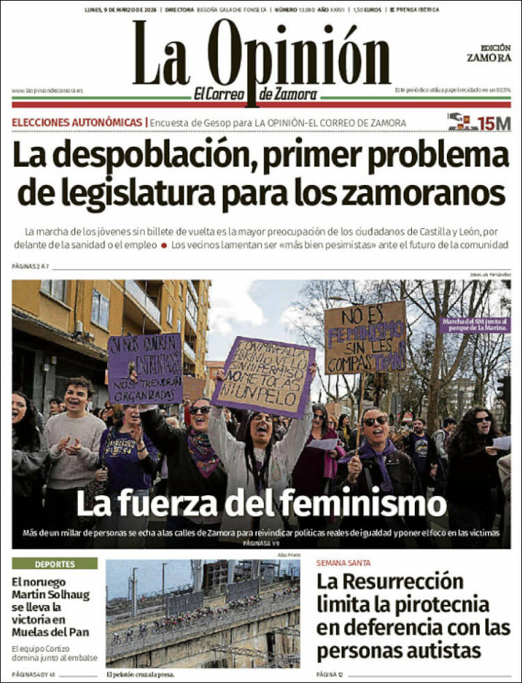 Portada de La Opinión - El Correo de Zamora (Espagne)