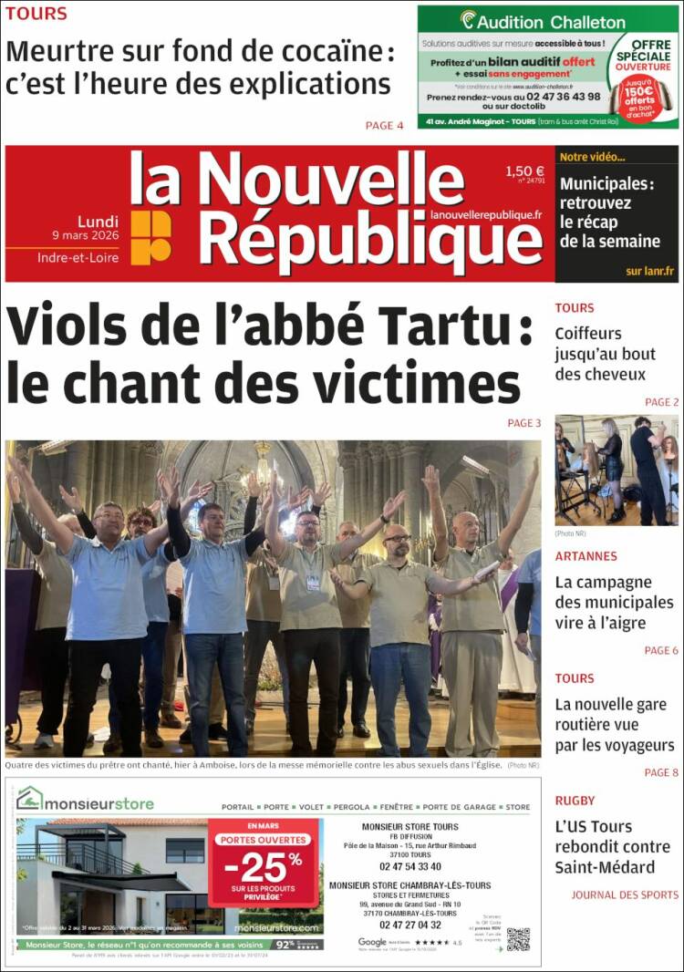 Portada de La Nouvelle Republique (France)