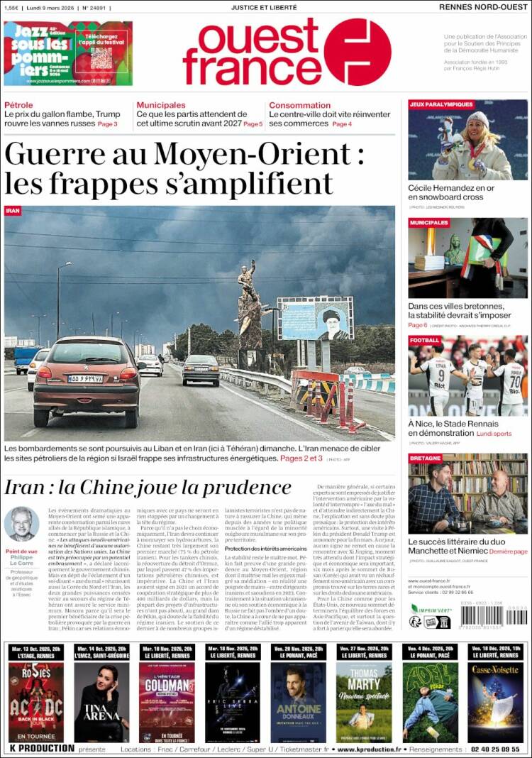 Portada de Ouest France (France)