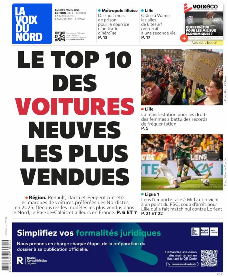 Portada de La Voix du Nord (France)