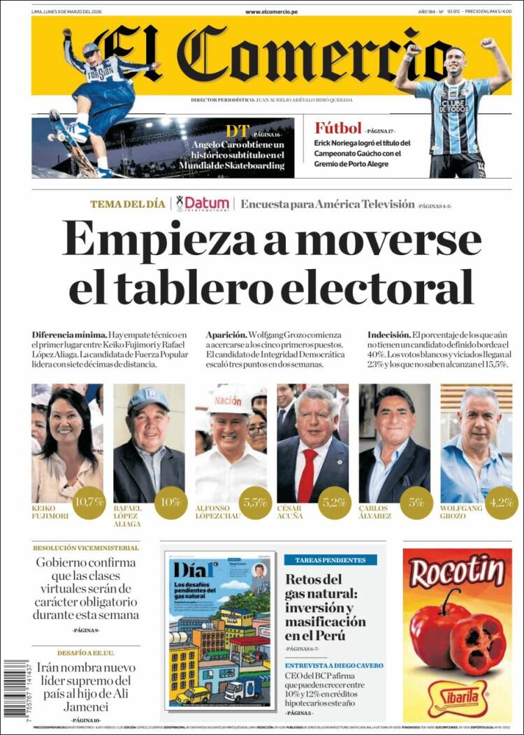 Portada de El Comercio (Peru)