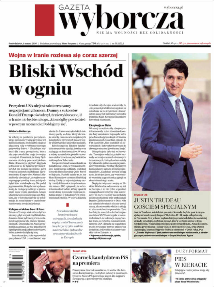 Portada de Gazeta Wyborcza (Pologne)
