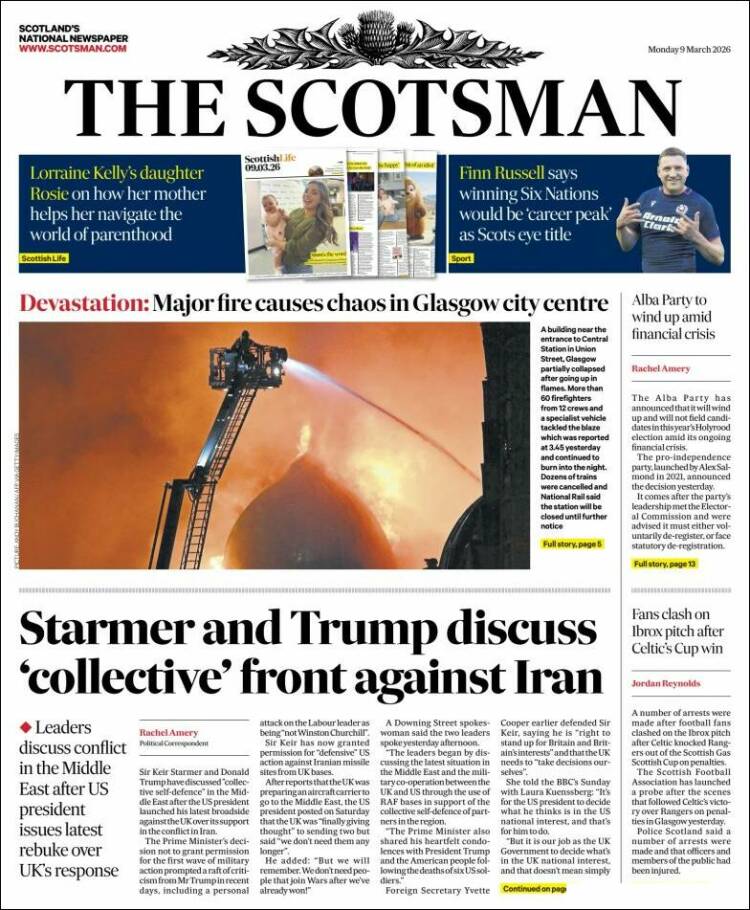 Portada de The Scotsman (Royaume-Uni)