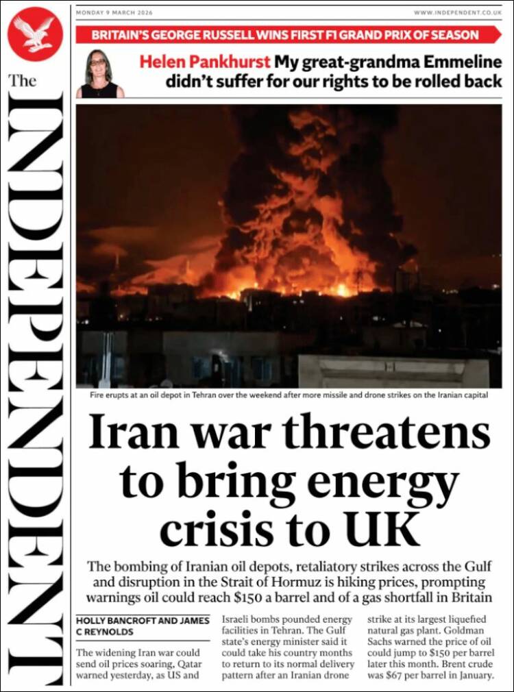 Portada de The Independent (Royaume-Uni)
