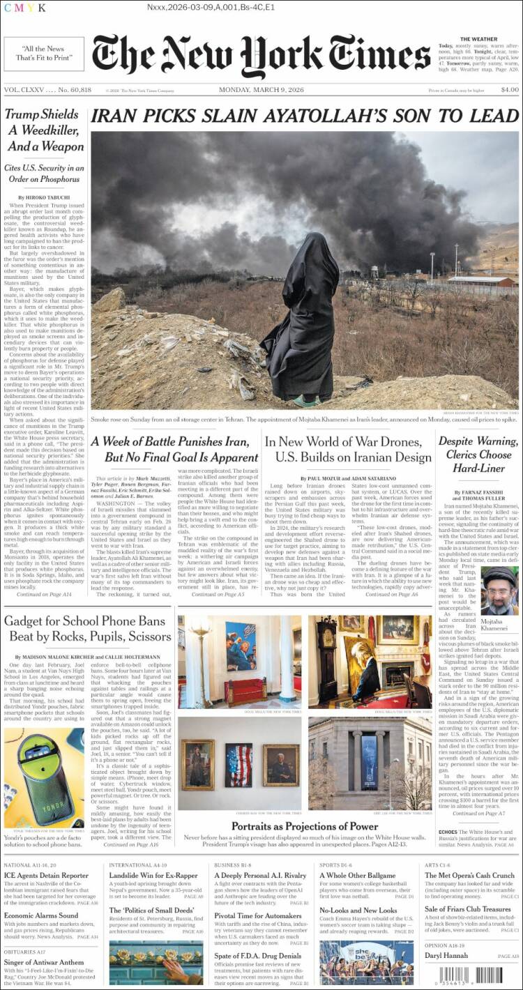 Portada de New York Times (&Eacute;tats-Unis)
