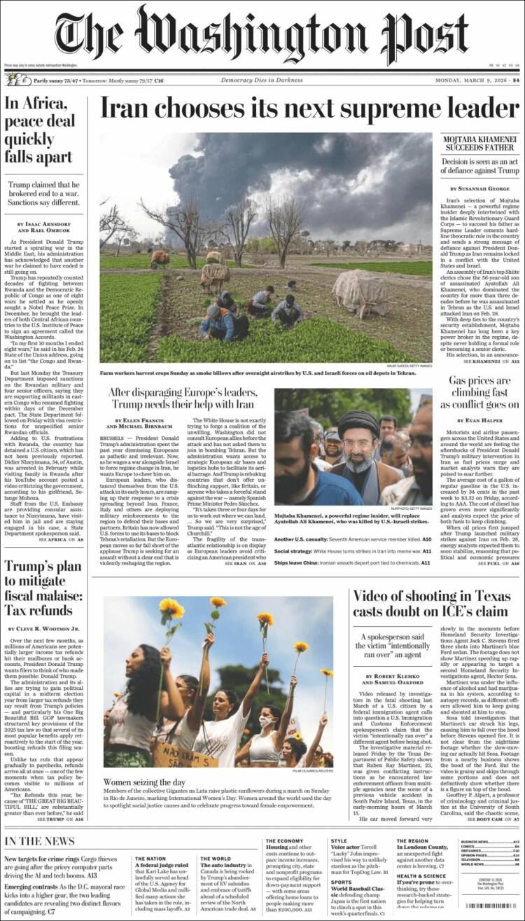 Portada de The Washington Post (&Eacute;tats-Unis)