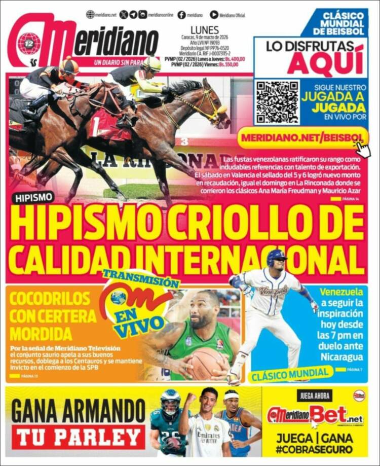 Portada de Meridiano (Venezuela)