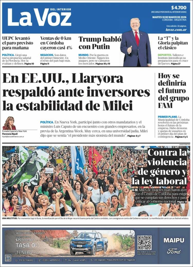 Portada de La Voz del Interior (Argentine)