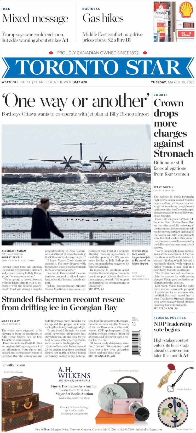 Portada de The Toronto Star (Canada)