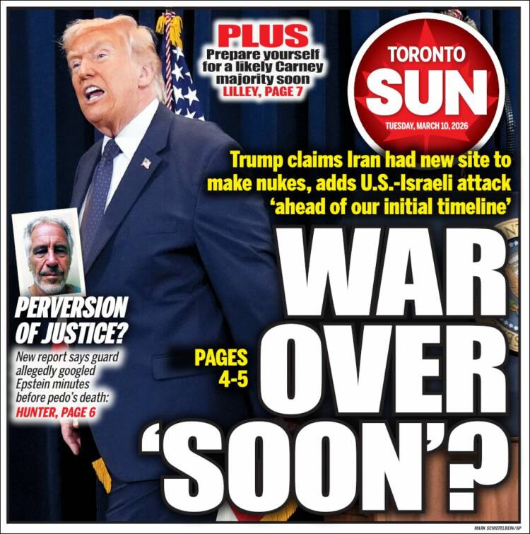 Portada de The Toronto Sun (Canada)