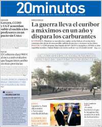 Portada de 20 Minutos - Barcelona (Espagne)