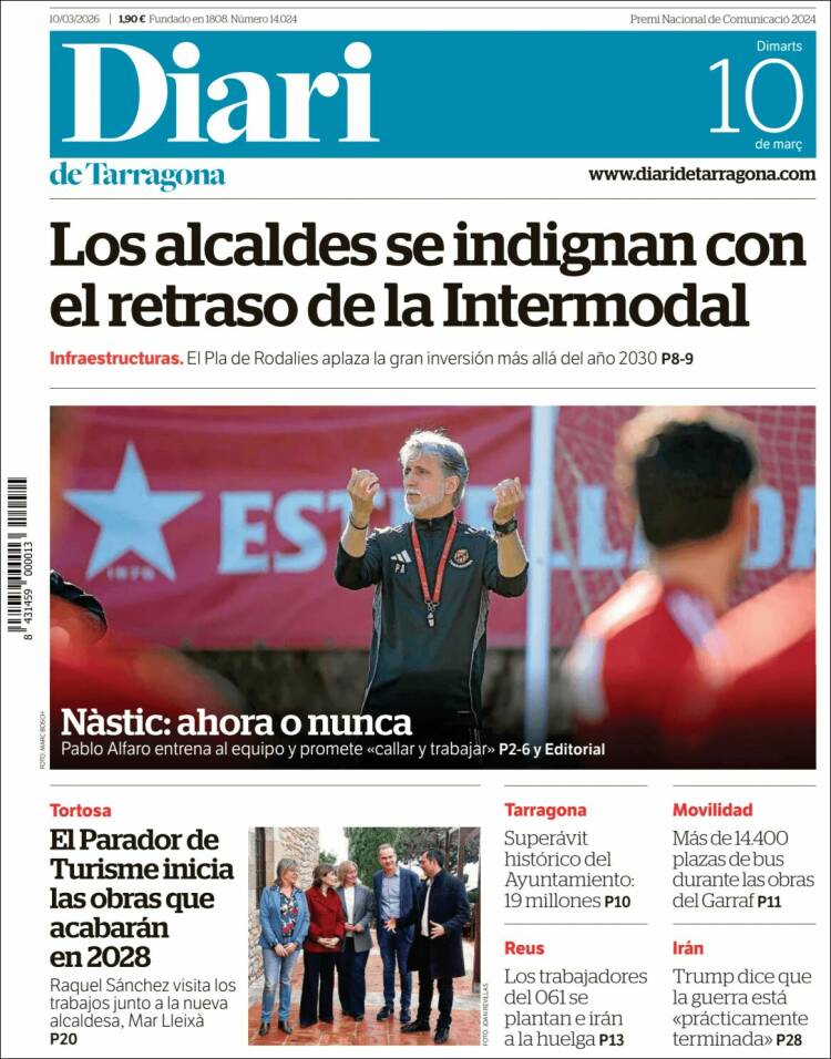 Portada de Diari de Tarragona (Espagne)