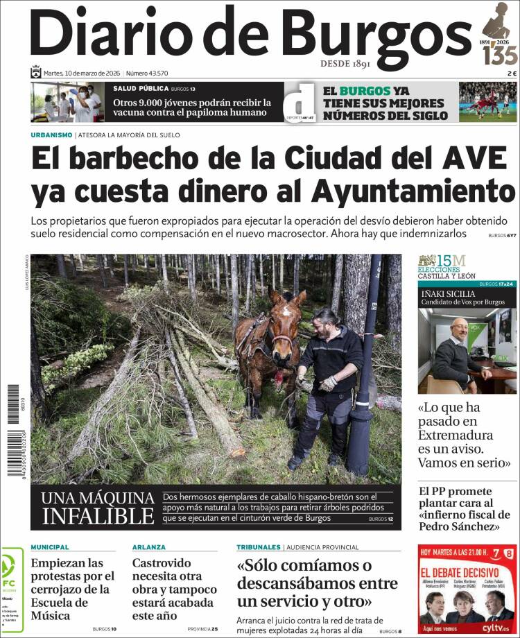 Portada de Diario de Burgos (Espagne)