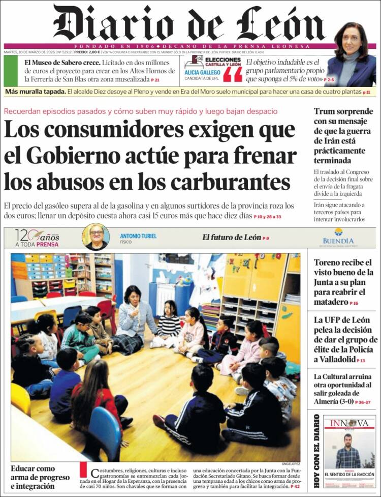 Portada de Diario de León (Espagne)