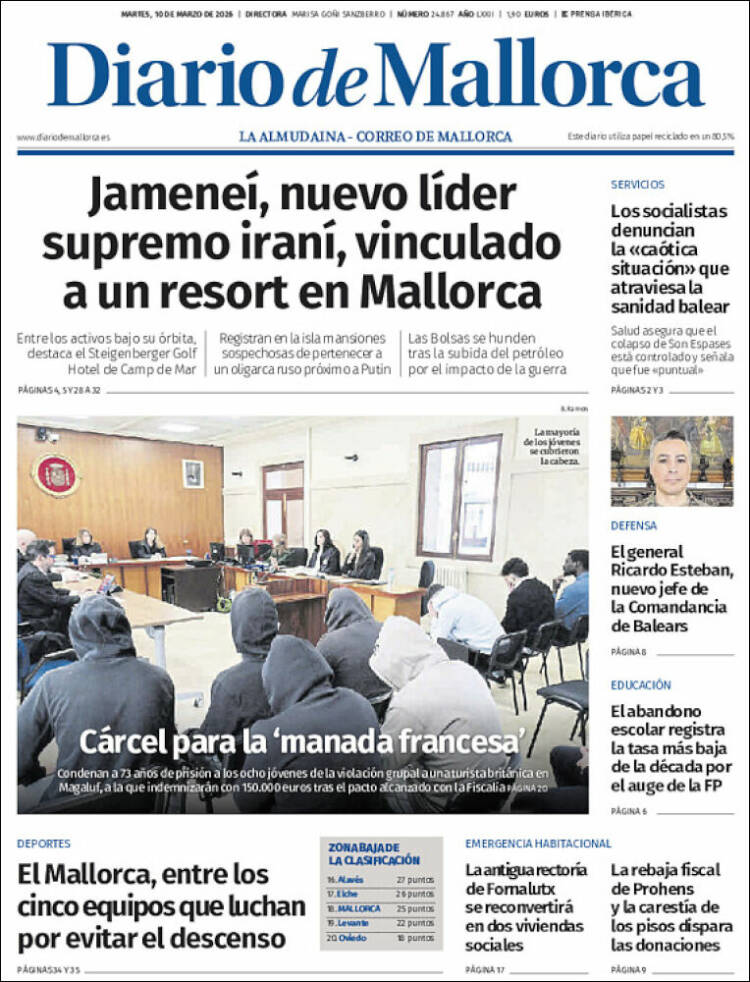 Portada de Diario de Mallorca (Espagne)