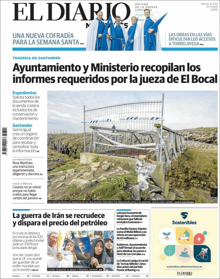 Portada de El Diario Montañés (Espagne)