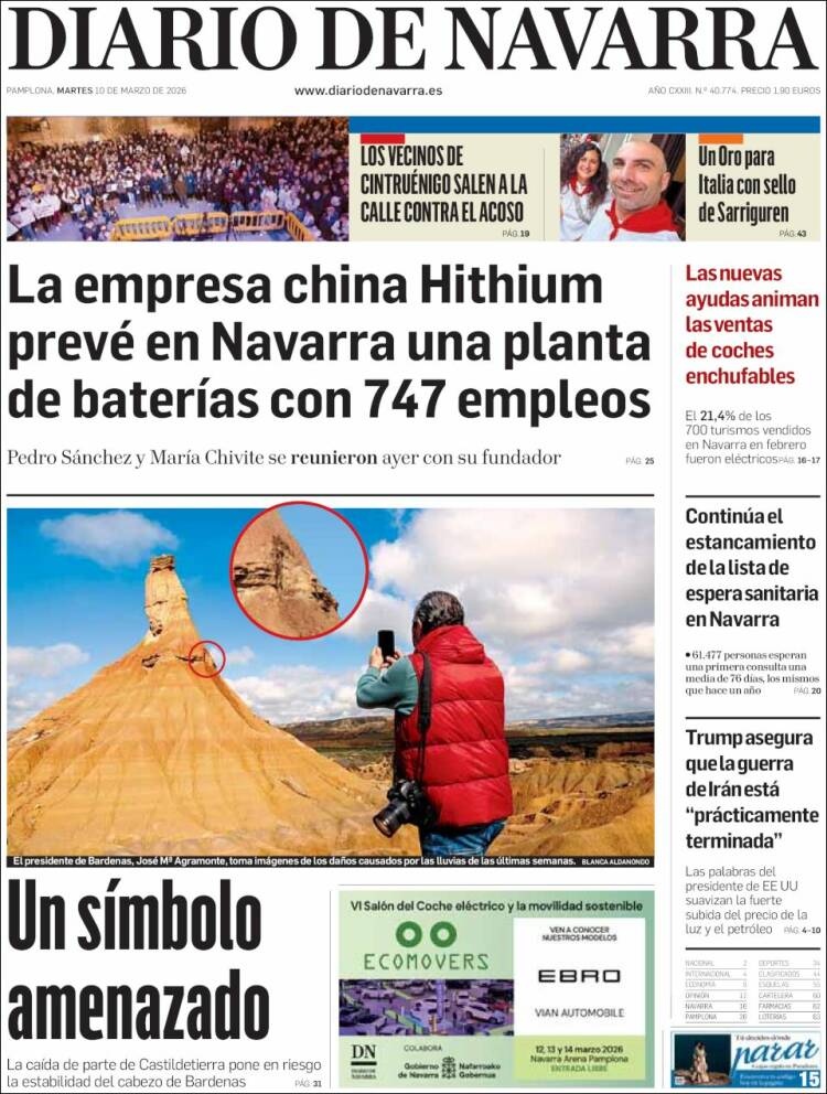 Portada de Diario de Navarra (Espagne)