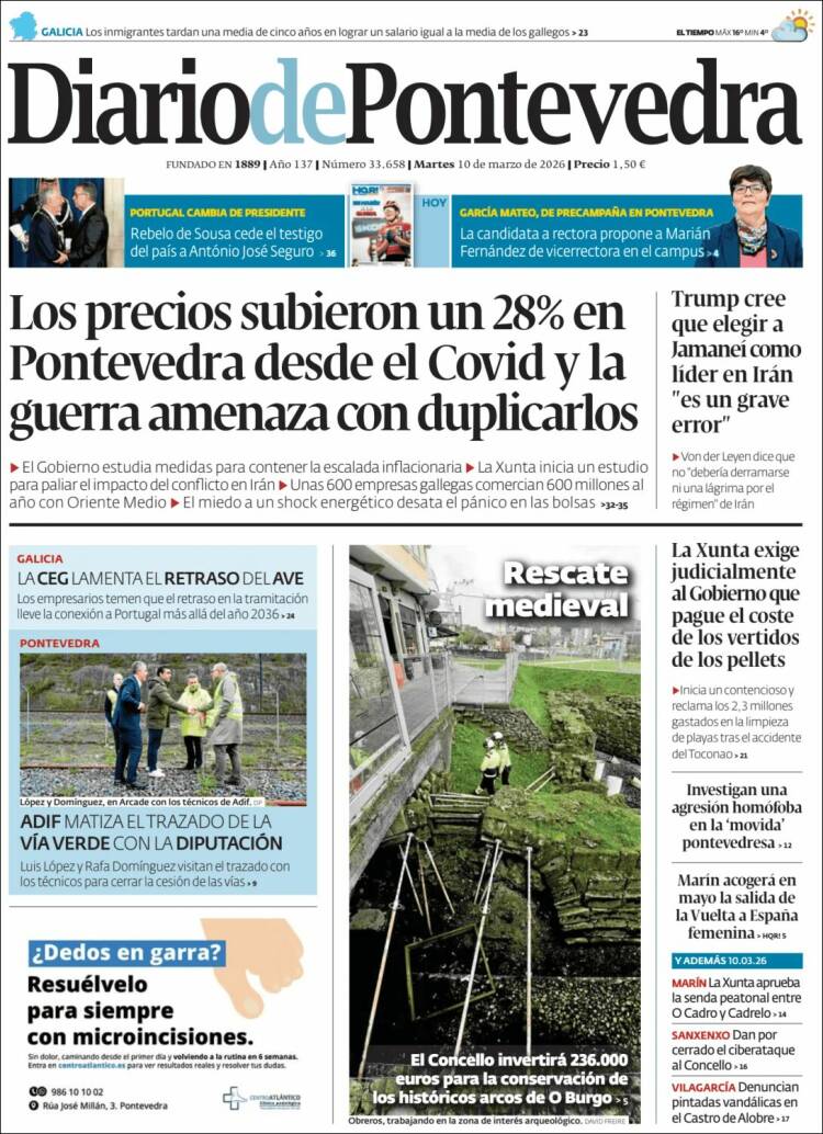 Portada de Diario de Pontevedra (Espagne)