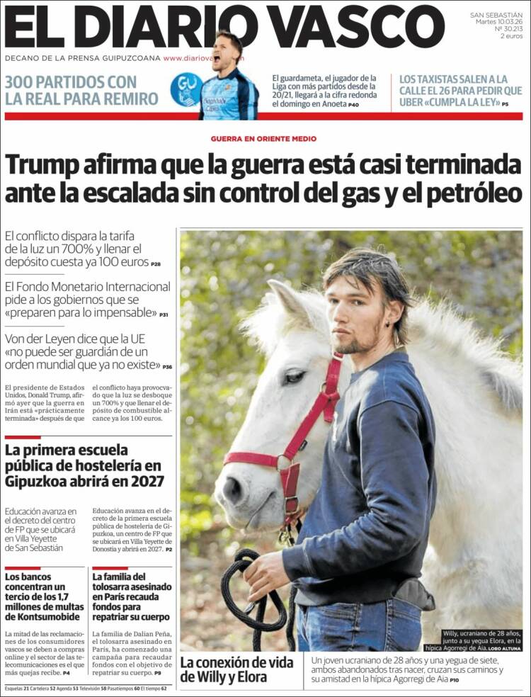 Portada de Diario Vasco (Espagne)