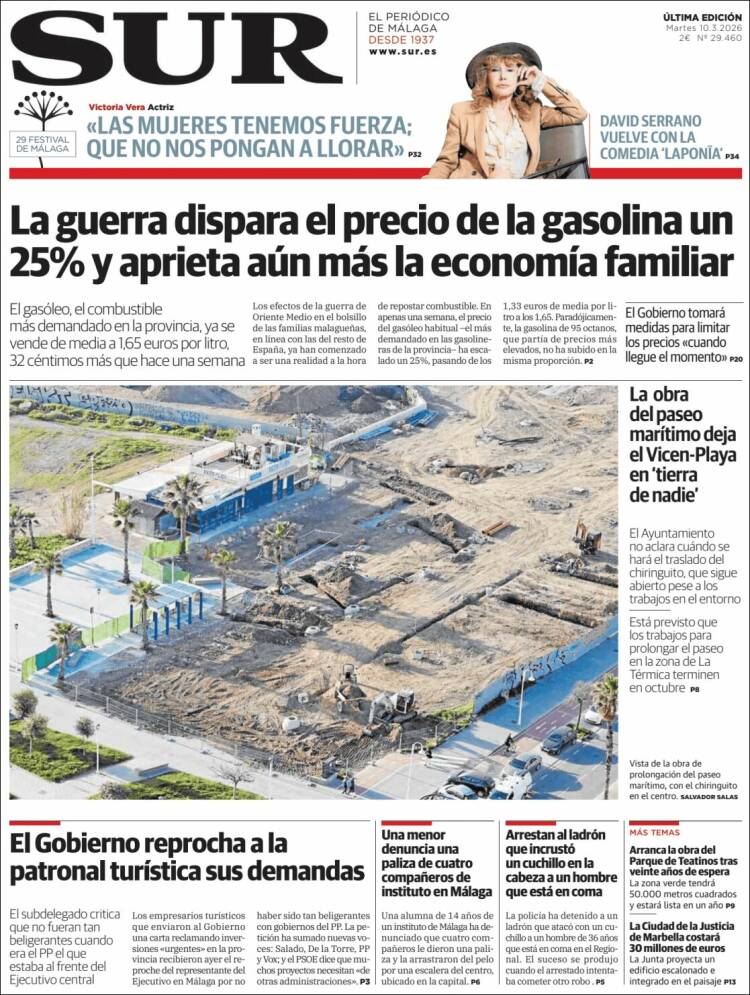 Portada de Diario el Sur (Espagne)