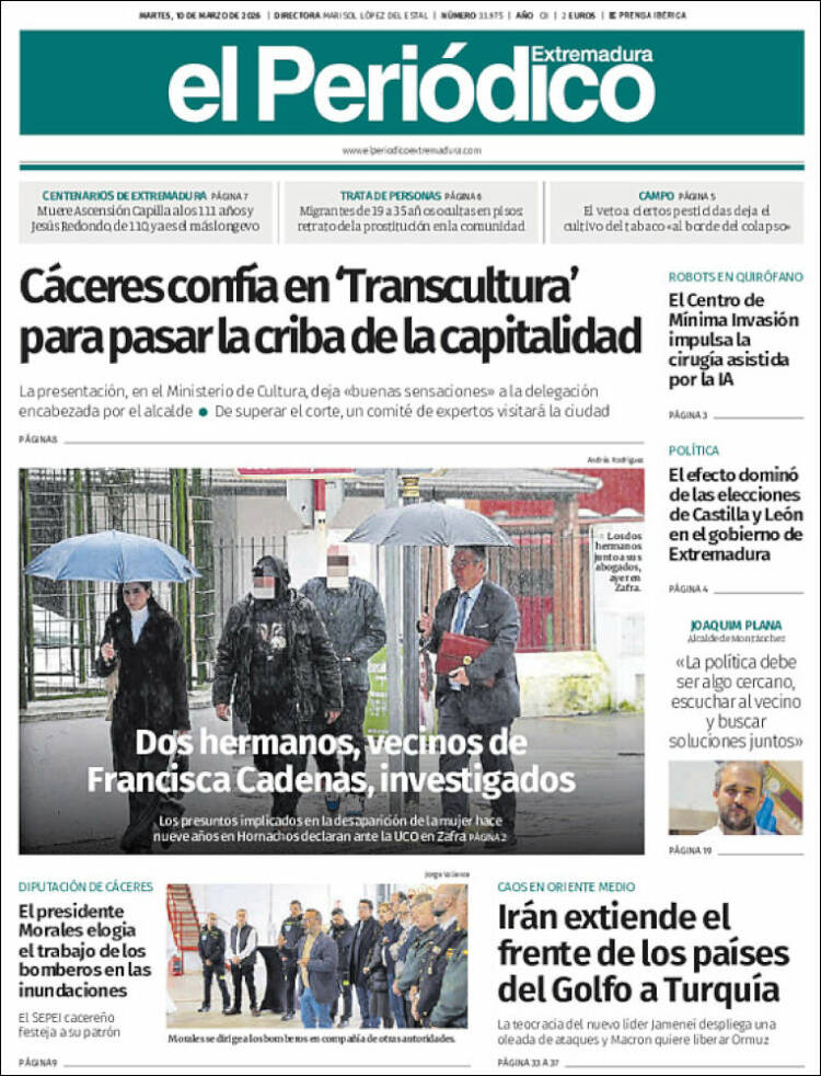 Portada de El Periódico de Extremadura (Espagne)