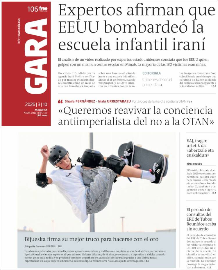 Portada de Gara (Espagne)