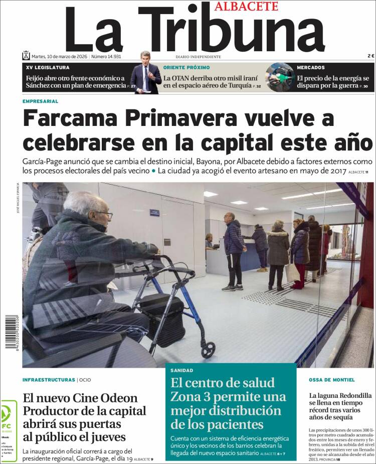 Portada de La Tribuna de Albacete (Espagne)