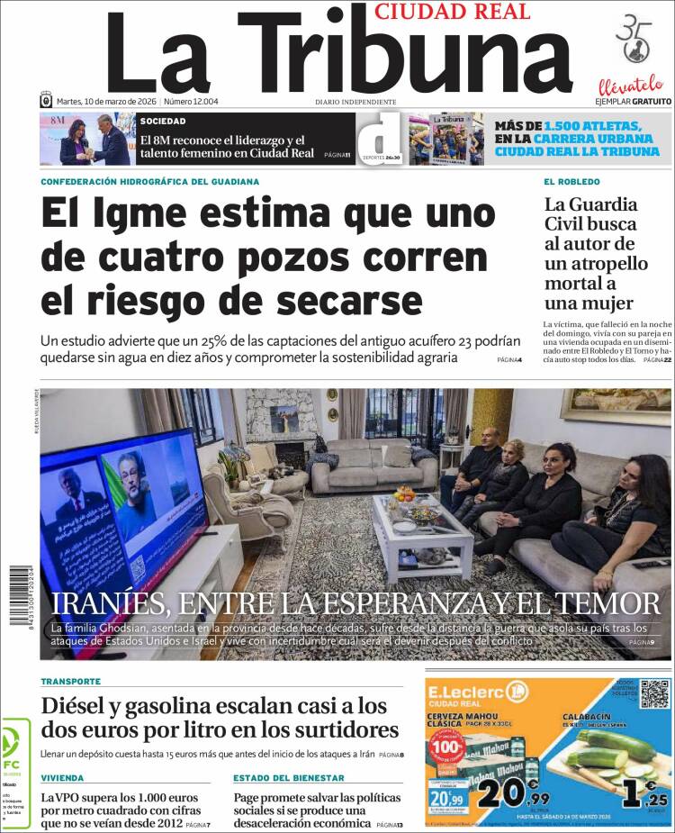 Portada de La Tribuna de Ciudad Real (Espagne)