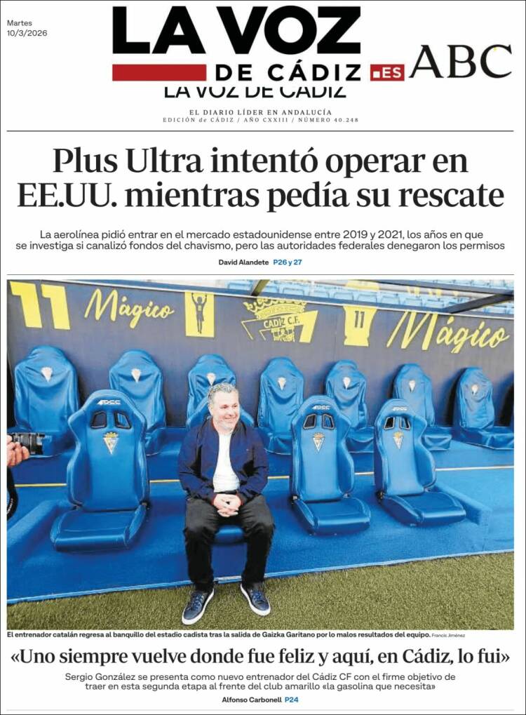 Portada de La Voz de Cádiz (Espagne)