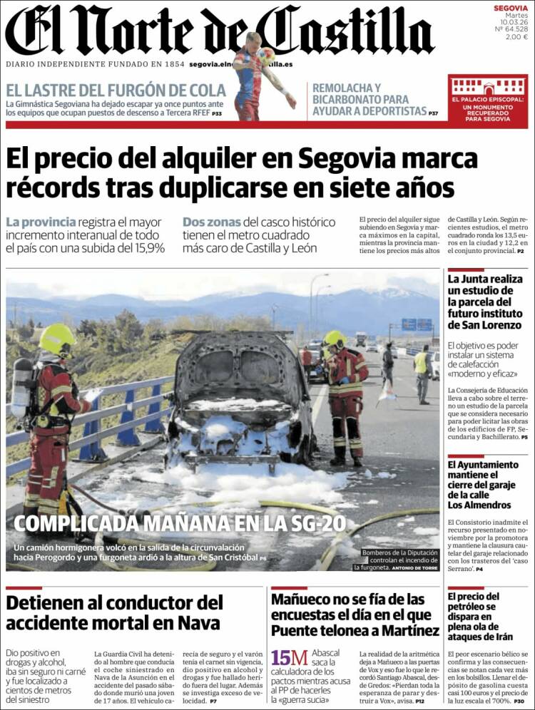 Portada de Norte de Castilla - Segovia (Espagne)