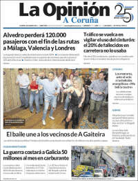 Portada de La Opinión de A Coruña (Espagne)