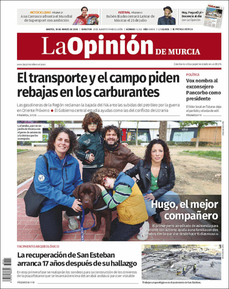 Portada de La Opinión de Murcia (Espagne)