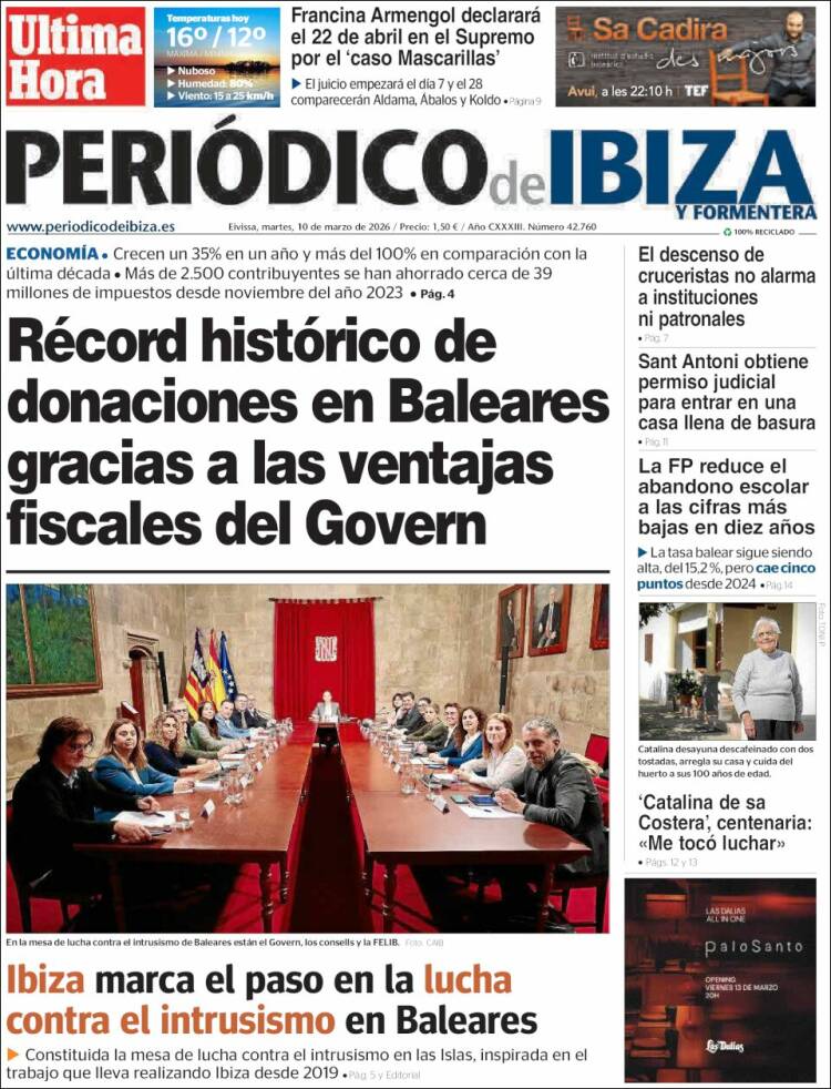 Portada de Periódico de Ibiza (Espagne)
