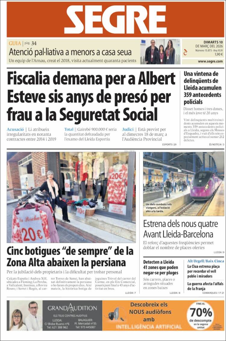 Portada de Segre (Espagne)