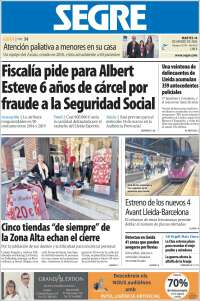 Portada de Segre  (Espagne)